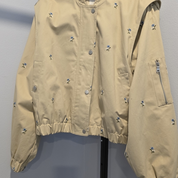 Avec Les  Filles Embroidered Tan Women's Jacket, New - Picture 5 of 13